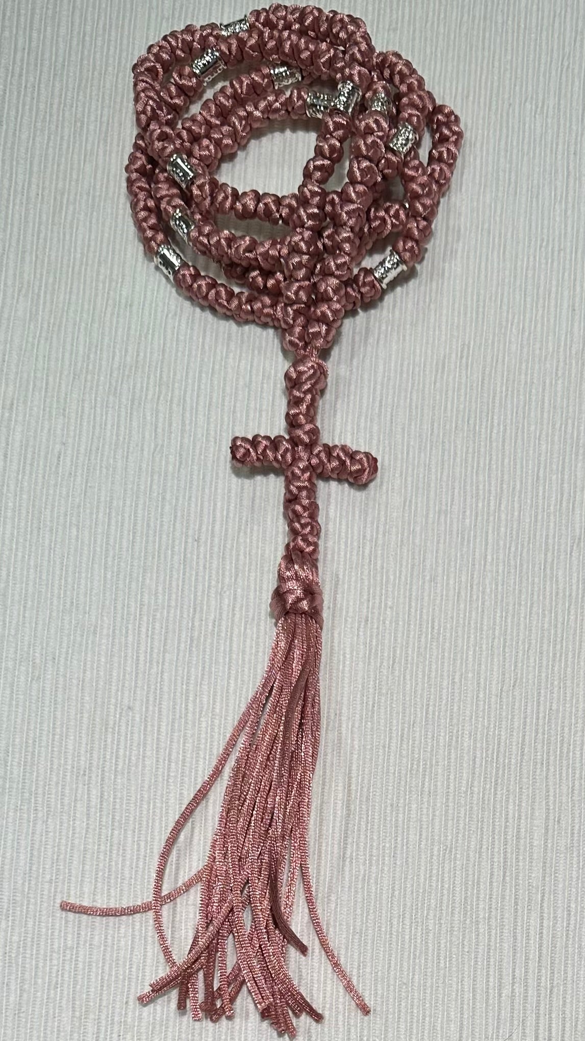 pink/purple/burgundy 150-knot Orthodox prayer rope (satin) chotki komboskini