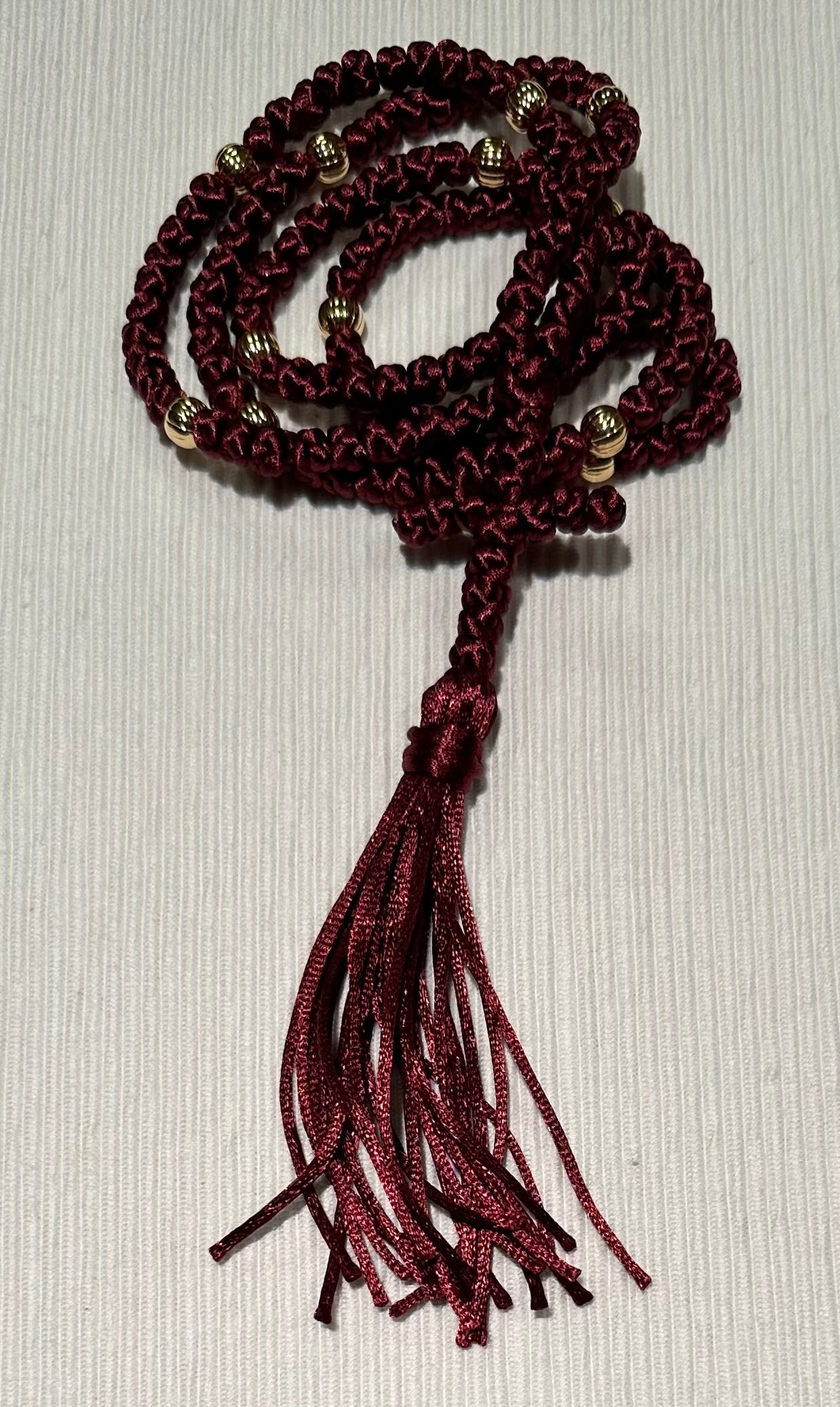 pink/purple/burgundy 150-knot Orthodox prayer rope (satin) chotki komboskini