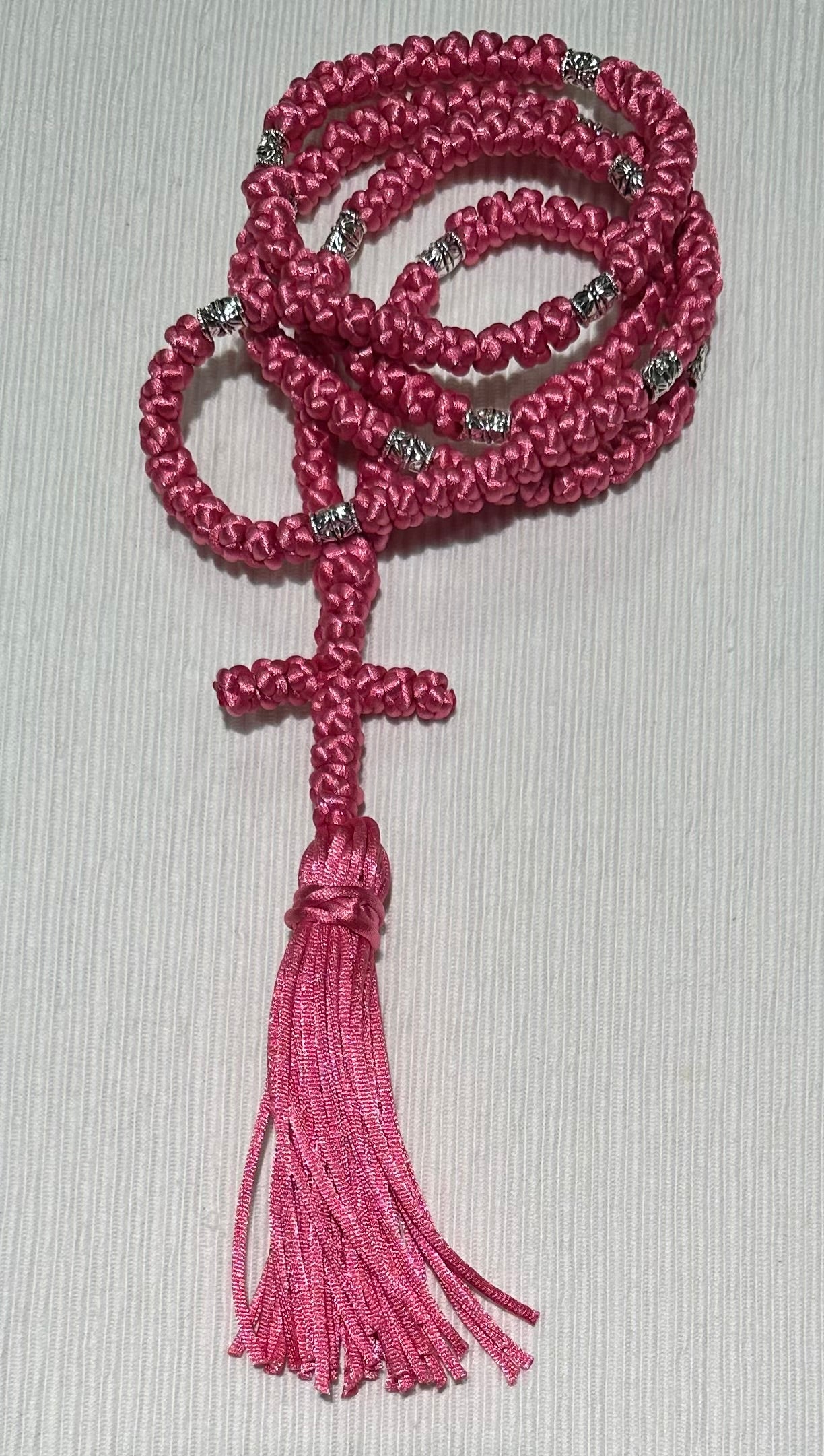 pink/purple/burgundy 150-knot Orthodox prayer rope (satin) chotki komboskini