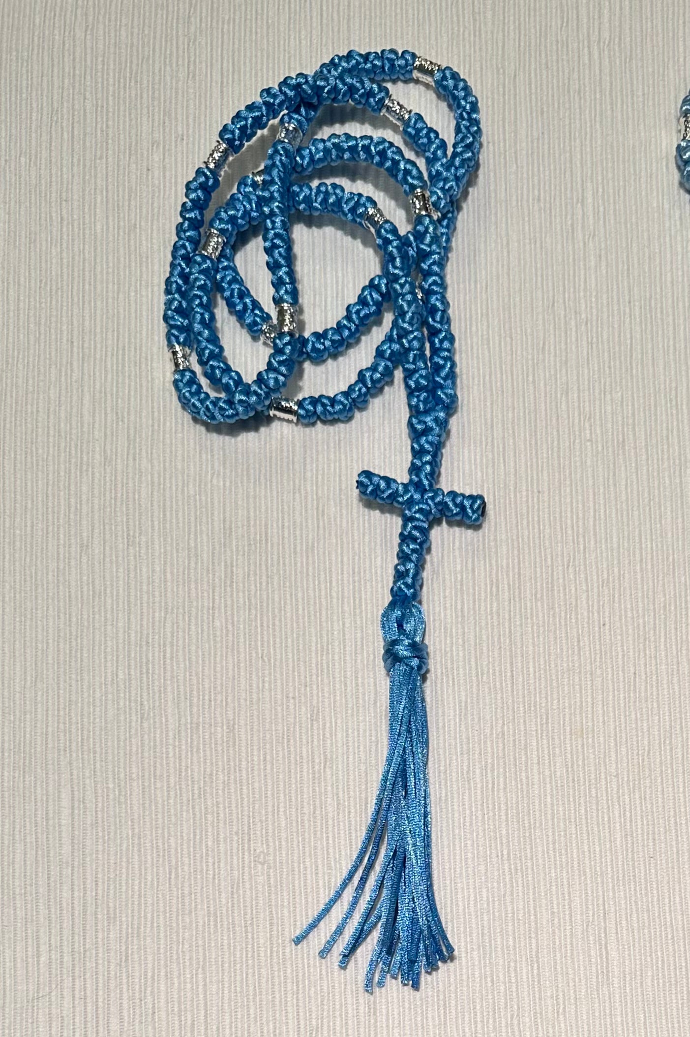 blue 150-knot Orthodox prayer rope (satin) chotki komboskini