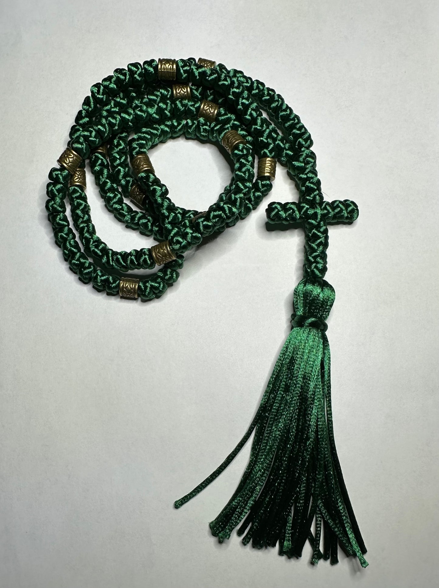 green/gold/silver/white/yellow/black 150-knot Orthodox prayer rope (satin) chotki komboskini