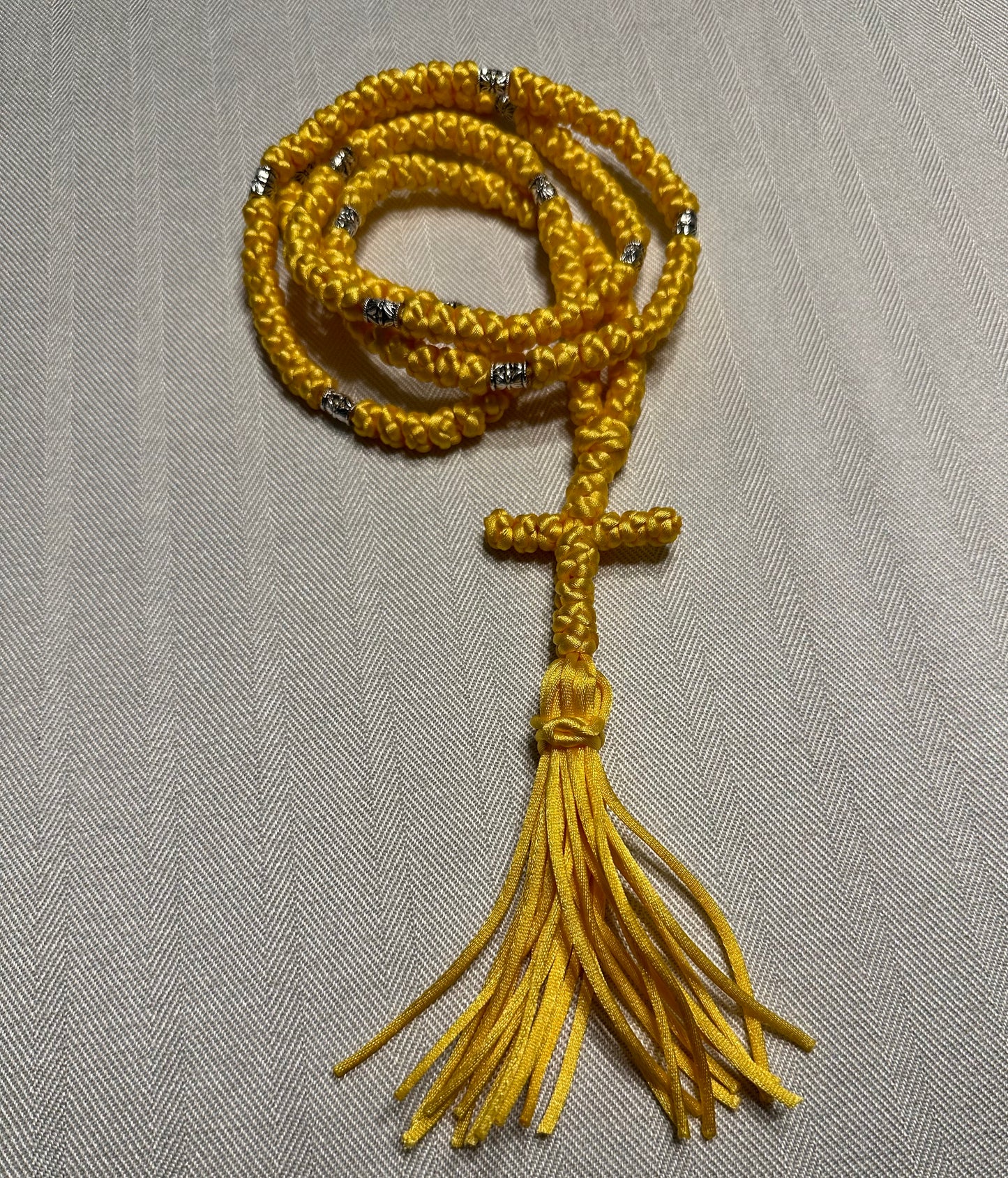 green/gold/silver/white/yellow/black 150-knot Orthodox prayer rope (satin) chotki komboskini