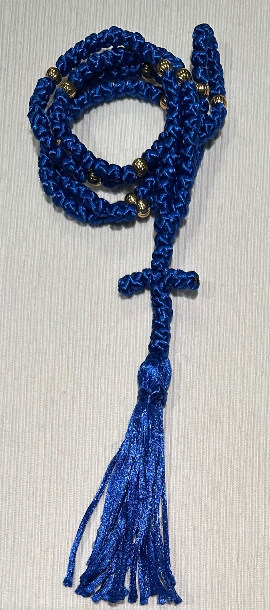 blue 150-knot Orthodox prayer rope (satin) chotki komboskini